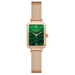 Soft and Colorful Green Dial watch Simple Temperament Womens Watch Quartz Stundents Watches Rectangle Delicate Girls Wristwatches 190j