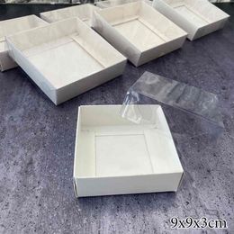 White Cake Gift Box Cardboard Packaging Clear PVC Window Transparent Lid Cookie Candy Wedding Clothes Dress Guests Boxes 210323249O