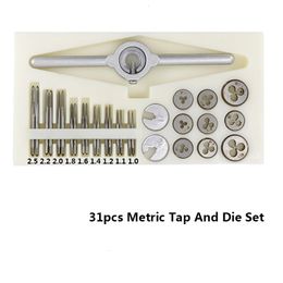 Other Hand Tools 31pcs Metric Tap And Die Set M1.0 M.1 M.2 M1.4 M.6 M.8 M2.0 2.2 M.5 Drill Bit Screw HSS Thread 230727