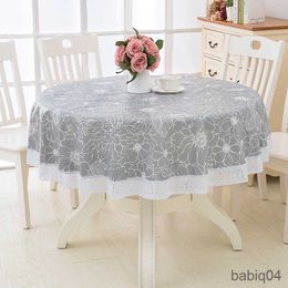 Table Cloth Flower Style Round Table Cloth Pastoral Plastic Kitchen Tablecloth Oilproof Decorative Elegant Waterproof Fabric Table Cover R230726