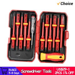 Screwdrivers 13pcs 1000V Changeable Insulated Set with Magnetic Slotted Phillips Pozidriv Torx Bits Electrician Repair Tools Kit 230727