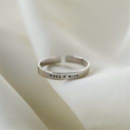 Wedding Rings YIZIZAI Simple Make A Matte Letter Ring for Women Men Retro Creative Opening Silver Color Finger Party Jewelry Gifts 230727