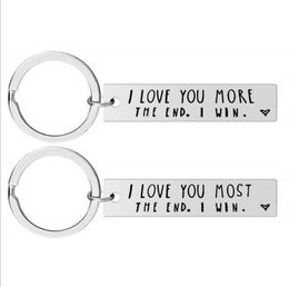 Keychains Lanyards I Love You Most More The End Creative Keyrings Win Couples Keychain Stainless Steel Key Holders