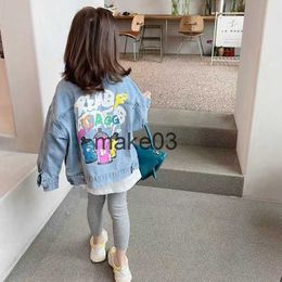 Jackets Children's Denim Jacket Girl's New Printed Jacket Middleaged Children's Casual Jacket Spring And Autumn Clothing 3 5 7 9 10Y J230728