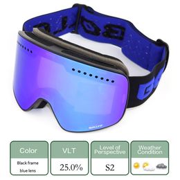 Ski Goggles BOLLFO Brand Magnetic Double Lens mountaineering glasses UV400 Anti-fog Ski Goggles Men Women snowmobile spectacles 204