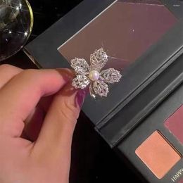 Jewelry Pouches Snow Pearl Ring Female Senior Sense Index Finger Opening Fashion Personality Temperament Diamond