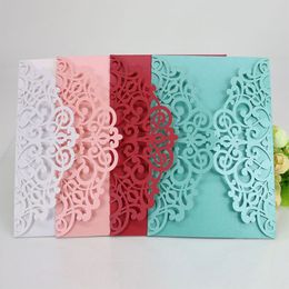 Greeting Cards 50Pcs/100pcs Wedding Invitations Cards Laser Cut Flower Multi Colour Decor Gift Greeting Card RSVP Customise Party Supplies 230728