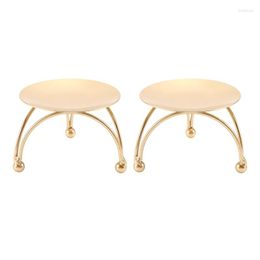 Candle Holders BMDT-2 Pack Iron Pillar Plate Holders(2.8Inch Diameter)Fit LED&Wax Candles Pedestal Stand Gold