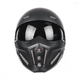 Motorcycle Helmets Carbon Fiber Pattern Helmet Vintage Moto Black Combination Full Half Cruising Cascos Motorcross Capacetes