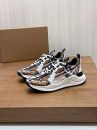 burberyy Quality burberr Sneakers Top Shoes Vintage Chunky Men best quality Cheque Cotton Suede and Mesh Print Outdoor Runner Sports