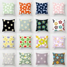 Cushion Decorative Pillow 45x45cm Simple Flowers Printed Pillowcase Daisy Flower Cushion Cover For Home Decoration Sofa Car Case Girls 230727