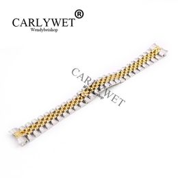 CARLYWET 20mm Whole Stainless Steel Jubilee Two Tone Gold Solid Screw Links Wrist Watch Strap Bracelet With Curved End276h
