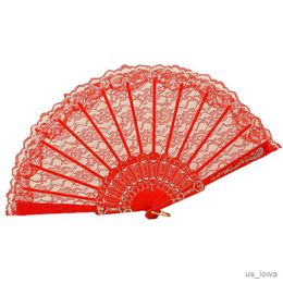 Chinese Style Products Beautiful Lace Fan Long-lasting Lace Folding Fan Elegant Vintage Dance Hand Fan Decorative R230728