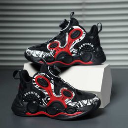 Fashion Boys Basketball Shoes Kids Casual Sneakers Leather Sports Trainers For Children Blue Black Red Colour