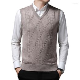Men's Vests High Quality Autum Winter Fashion Knit Sleeveless Vest Pullover Mens Casual Sweaters Designer Woollen Mans Clothes A-87