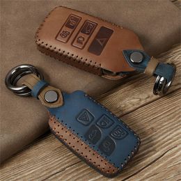 Retro Leather Remote Key Case Cover For Range Rover Land Rover Sport Discovery 4 For Jaguar XE XF XJ F-PACE F-TYPE225E