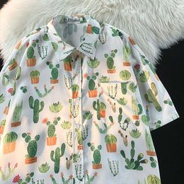 Women's Blouses Print Button Up Shirt Women Men Shirts Summer Casual Short Sleeve Streetwear Woman Harajuku 2023