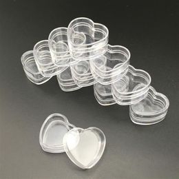 100pcs 4g 4ml Empty Plastic Clear Heart-shaped Cosmetic Jars Face Soft Cream Travel Containers Lotion Bottle Sample Pots Gel Box268g