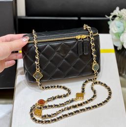 10A Top Quality Designer Makeup Bags Women's Fashion Gem Chain Box Bag Sheepskin Shoulder Bag Luxury Crossbody Bag With Mirror 17cm Lady Wallet Purse With Box