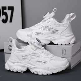 Children's White Running Shoes Boys Girls Sports Trainers Mid Top Breathable Mesh Casual Sneakers For Kids