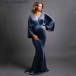 Maternity Dresses 2021 Winter Velvet Bohemian Pregnant Women's Dress Photography Bohemian Pregnant Women's Velvet Photography Body Children's V-neck Dress Z230728