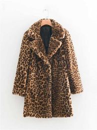 Women's Fur Faux Fur Leopard Faux Fur Coat Women S-3XL 2022 Autumn Winter Fashion Suit Collar Long Sleeve Loose Imitation Rabbit Fur Jackets Clothing HKD230727