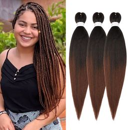 Easy Pre stretched Braiding Hair 26 Inch Curly Braiding Hair Easy Twist Braids Crochet Hair Hot Water Setting Professional Soft Yaki Straight Texture E2