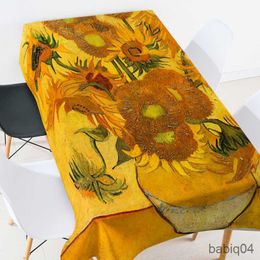 Table Cloth Oil Painting Artwork Printed Tablecloth Sunflower World Famous Artwork Wedding Decoration Table Decoration R230726