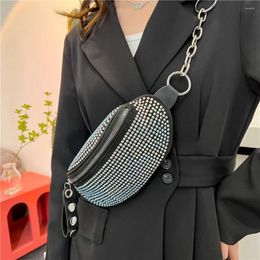 Waist Bags Fashion Rhinestone Bag Shiny Diamond Fanny Pack Chain Shoulder Crossbody Belt Hip Bum Purse Brand Designer Handbags