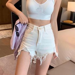 Women's Jeans High Waisted Holed Pure White Denim Shorts For Women Fashion Sexy Girls Short Pants Casual Work