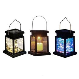 Garden Decorations Retro Solar Lights Lanterns IP44 Waterproof Outdoor Hanging Yard Candle Led Light Decor 230727