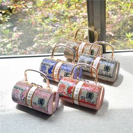 Evening Bags Money Clutch purse Dollar painting Crystal Diamond bag Round Luxury designer Party Handbag B368 230727