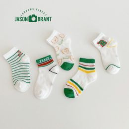 Kids Socks 1437 3PairsLot Childrens Wholesale Summer Striped Letter Mesh Card Thin Breathable Cotton Boy 230728