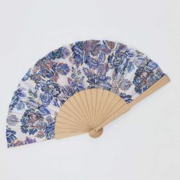 Chinese Style Products Chinese Style Wood Fabric Printing Folding Fan Summer Cooling Fan Home Decoration Ornaments Craft Gifts for Guest