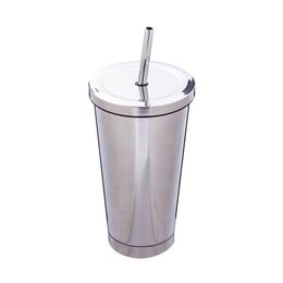 500ml Stainless Steel Vacuum Insulated Tumbler Bottle Travel With Straw And Lid Water Mug Glass Outdoors Car - Silver Rose Steel T206f