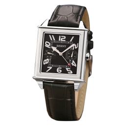Wristwatches BERNY Square Men Watch Swiss Movement Tank Wristwatch Male Luminous Hand Leather Strap Waterproof Calendar Luxury Watch Men 230727