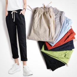 Women's Pants Cotton Linen Nine-point 2023 Summer Thin Section Straight Loose Casual Washed Harem Small Feet