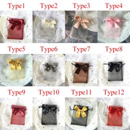 Gift Wrap 12Colors 10PCS Bow Yarn Bag Drawstring Wedding Candy Jewellery Trial Lipstick Soap Packaging Small