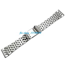 JAWODER Watchband 22mm Full Polished Stainless Steel Watch Band Strap Bracelet Accessories Silver Adapter for NAVITIMER MONTBRILLA273w