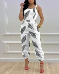Women's Jumpsuits Rompers Women's sleeveless and backless street clothing sexy club night jumpsuit printed office women's summer jumpsuit 230727