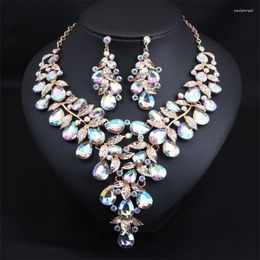 Necklace Earrings Set Jewellery Personalised Exaggerated Rhinestone Large Women's Dress Dinner Accessory