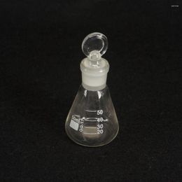 50ml Lab Borosilicate Glass Erlenmeyer Conical Flask With Ground-in Stopper