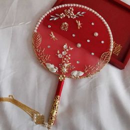 Chinese Style Products Wedding Decorative Fan Handmade Chinese Vintage Court Fans Bride Handheld Fan Wedding Decoration Supplies Ornaments