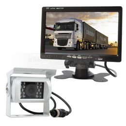 7inch TFT LCD Car Monitor White 4pin IR Night Vision CCD Rear View Camera for Bus Houseboat Truck2131