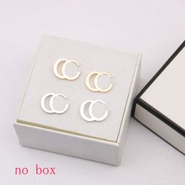 Cute 18K Gold Plated 925 Silver Luxury Brand Designers Letters Stud Copper Geometric Famous Women Round Crystal Rhinestone Pearl Earring Wedding Party Jewerlry