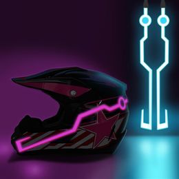 Motorcycle Helmet-Lights Durable Flashing Stripe Helmet Stickers Night Motocross Riding Helmets Kit Waterproof Bar LED Light S260U