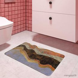 Carpets Red and black marble Carpet Entrance Doormat Bath Floor Rugs Mat Anti-slip Kitchen Rug for Home Decorative Foot mat R230728
