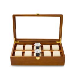 Jewellery Boxes Oirlv 10 Grids Solid Wood Jewellery Organiser Box Watch Holder Storage Case Watch Display Box For Man Women regalos para hombre 230727