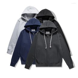 Men's Hoodies Heavyweight Terry Cotton Unisex Winter Warm Hooded Sweatshirts Premium Solid Basic Casual Loose Ziper Versatile Coats