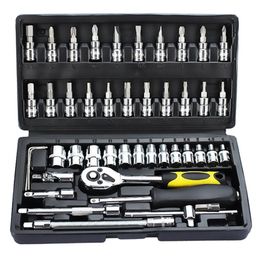 46Pcs Set Professional Wrench Socket Set Hardware Car Boat Motorcycle Repairing Tools Kit Multi Tool Hand Tools Car-Styling3202